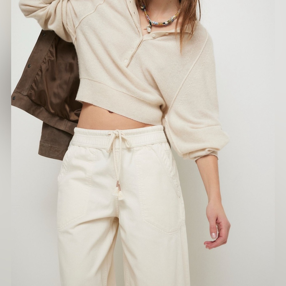 We The Free Easy Peasy Pants – Cream Pull-On Wide Leg Denim, Size XS NWT - Picture 3 of 4